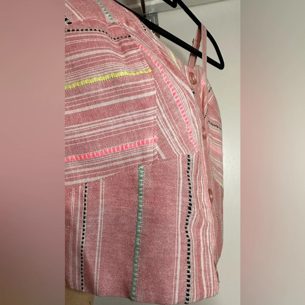NWT Parker Katarina Pink Striped Button Front Crop Top Size XS - Picture 9 of 12